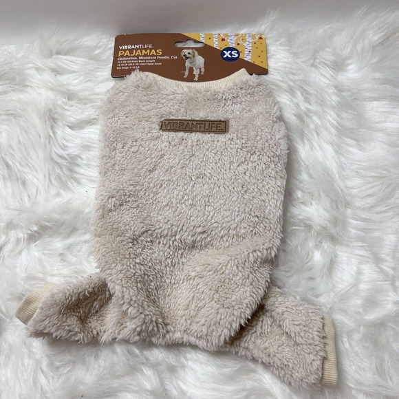 NIP Vibrant Life Pajamas Chihuahua, Miniature Poodle, Cat Pet Clothing XS Cream - Picture 2 of 7